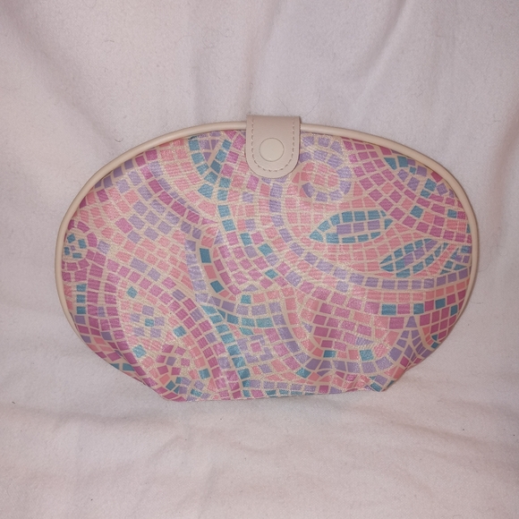 🆕AVON Vintage Pastel Mosaic Makeup Accessory Jewelry Roll Bag New Deadstock - Picture 1 of 14